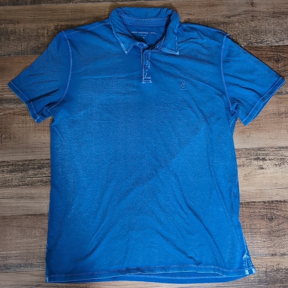 ✌️ John Varvatos Burnout Peace Polo ✌️ Size XL In Blue